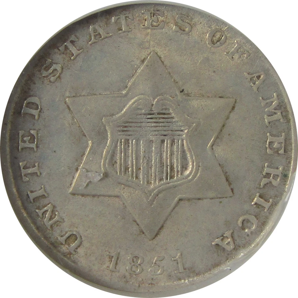 1851 Three Cent Piece MS 62 NGC Silver Trime Uncirculated SKU:I23313 - Image 3 of 4