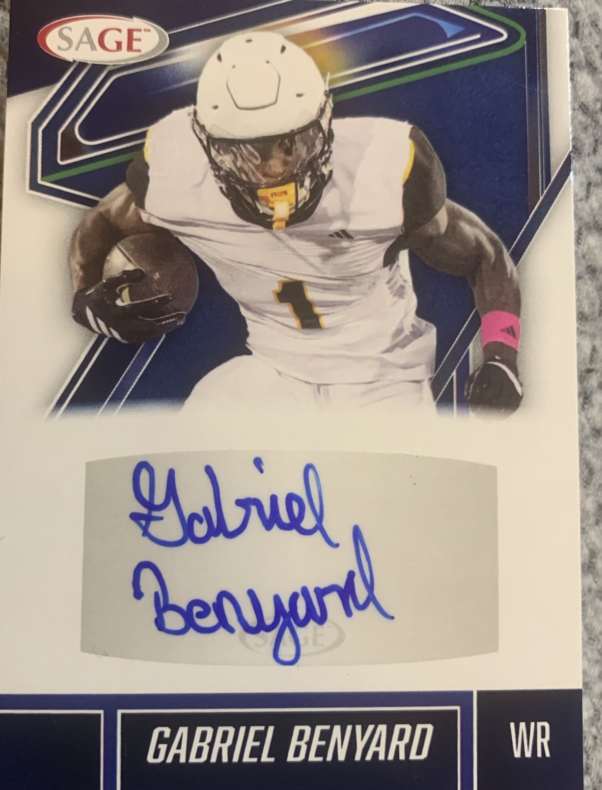 Gabriel Benyard Sage 2025 Kennesaw St-Carolina Panthers Rookie WR Blue Ink Auto