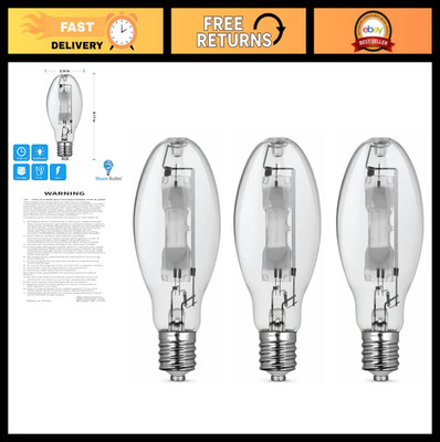 175W Metal Halide Bulbs (3 Pack) Mogul Base E39 - ED28 Clear HID Lamp 14000 Lume