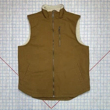 Canvas Vest Mens Medium Sherpa Lined Full Zip Wheat Tan Wells Lamont Rancher