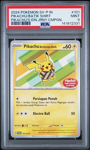 PSA 9 - 2024 POKEMON INDONESIAN SV-P PROMO #101 PIKACHU IN BATIK SHIRT