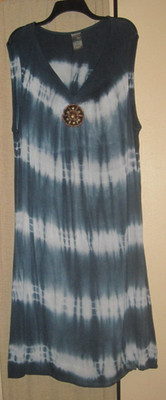 4XG 4X 26W 28W dress long maxi tie dye blue decorative front Just My Size