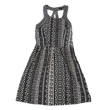 American Eagle Dress Sleeveless Halter Black & White Geometric Print Size 6 Y2K