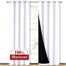 NICETOWN 100 Blackout Window Curtain Panels, Heat and Full Light Blocking - New