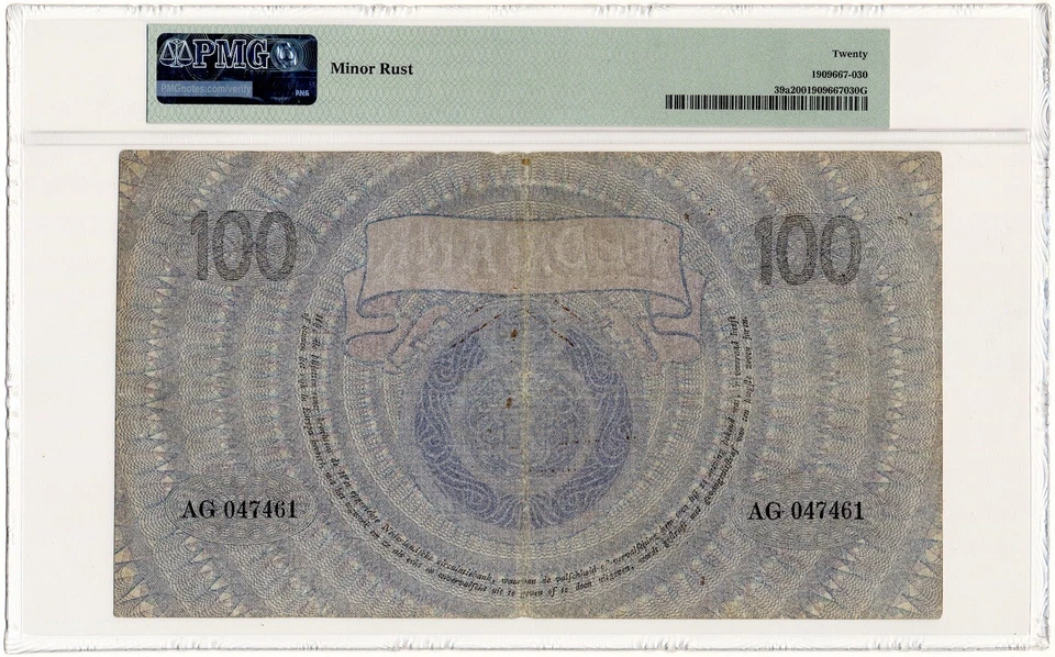 NETHERLANDS banknote 100 Gulden 1922 PMG VF 20 Very Fine - Image 2 of 4