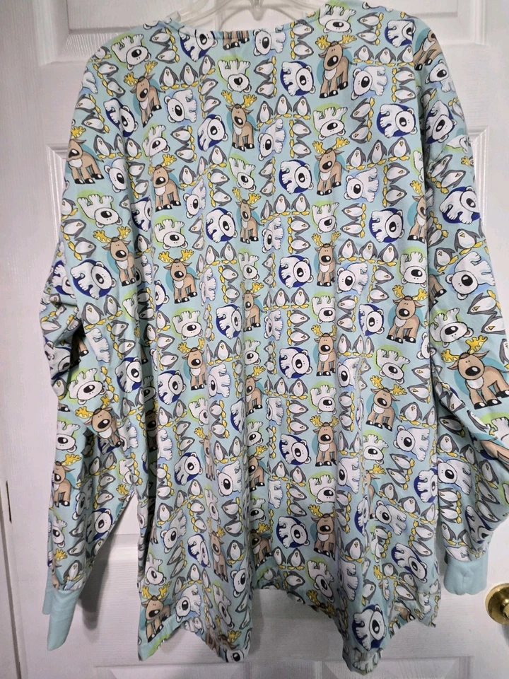 TAFFORD Scrub Jacket size 2XL-Polar Bear/Penquin/Deer Snap-up-Chest 28"/L 31.5" - Image 2 of 4