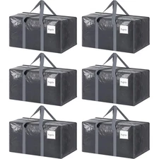 6 Pack Extra Heavy Duty Large Moving Bags with Strong Zipper & Comfortable Ha...