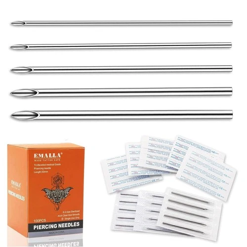 100pcs Professional Piercing Needles 12G 14G 16G 18G 20G Mixed Hollow  video thumbnail