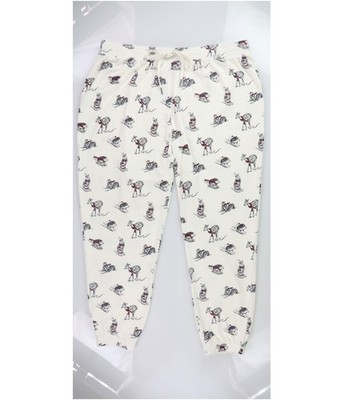 P.J. Salvage Womens Animals In Snow Pajama Jogger Pants, ivory, Plus Size, 2X