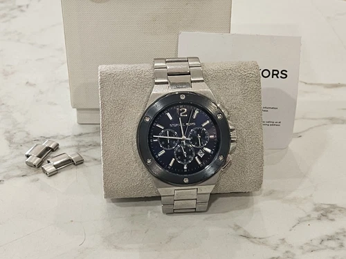 Orologio Michael Kors Uomo Lennex Tre Lancette Quadrante Blu Lega MK8938