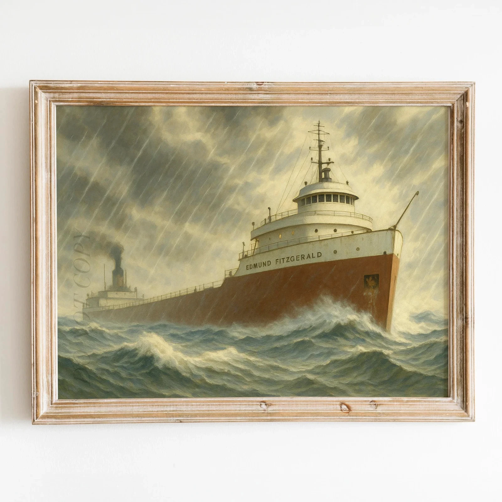 Edmund Fitzgerald Painting Great Lakes Freighter Ship Wall Art Poster Print