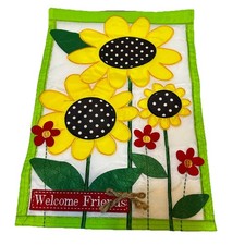 Evergreen Fabric Sunflower Garden Flag Welcome Flag 18 x 13"