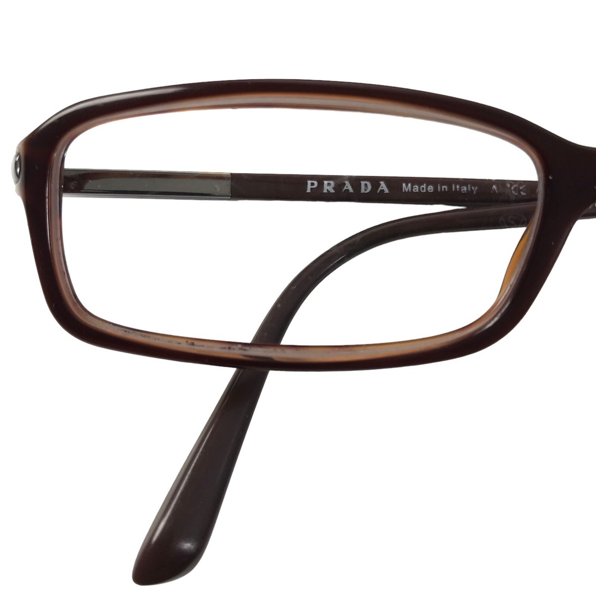 Prada VPR 06V ZXB 101 Eyeglasses Frames 50□16 135 Brown Tortoise Italy Rx Womens Prada Brown Tortoise Red Rectangular Glasses Italy VPR16G  main image 3