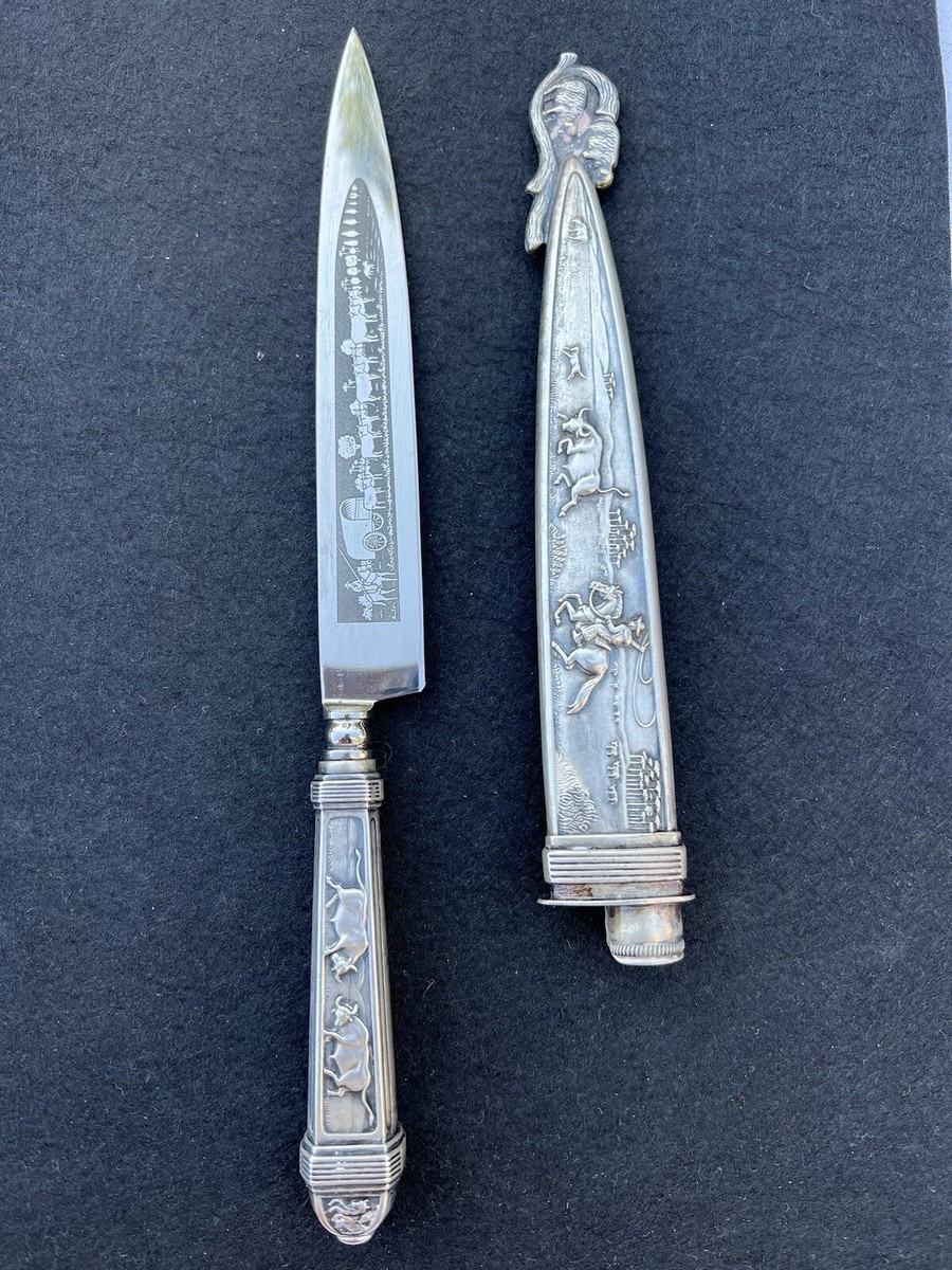 Vintage INOX Brazilian Silver Plated Gaucho Knife Cowboy