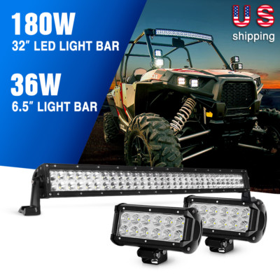Nilight 32inch 180W LED Work Light Bar Combo Offroad Lights 2 x 36W 6.5'' LED Pod