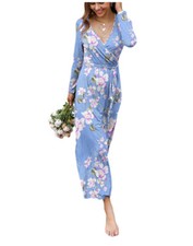 POKWAI Long Sleeve Maxi Casual Long Dresses XXL