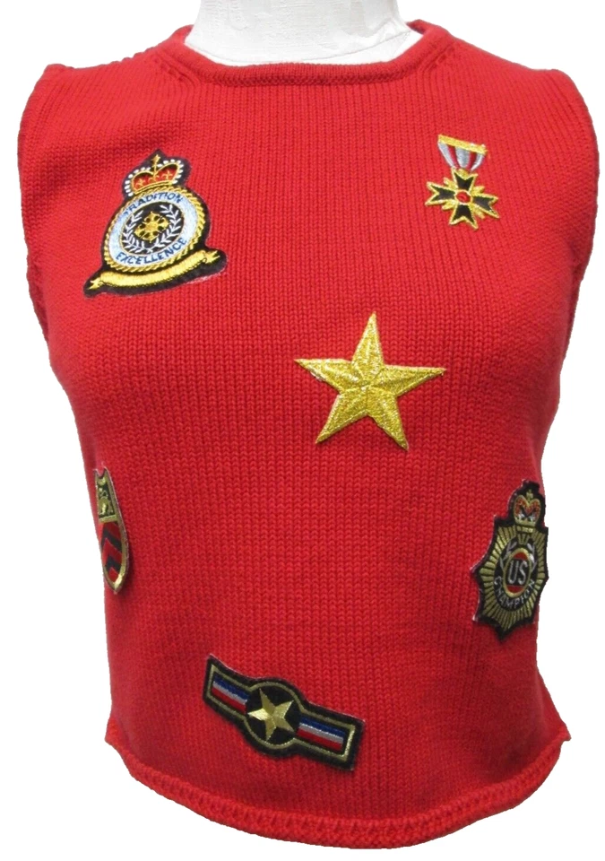 Street Wear by Carole Little Vintage Suéter Top Parches EE. UU. Talla Mediana Md M Foto 3 de 4