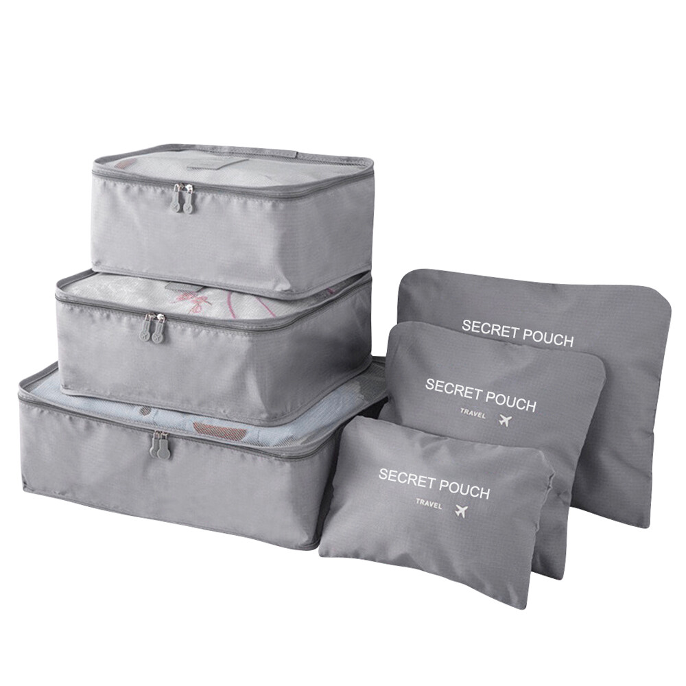 Packing Cubes Luggage Storage Organiser Travel Compression Suitcase Bag 6PCS-image