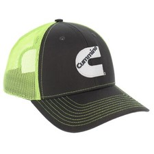 Cummins Diesel Engines Hi-Vis Neon Green Black Snapback Mesh Safety Cap/Hat