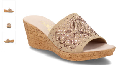 Onex Joline Beige Elastic Studded Slide Wedge Sandal Women's US sizes 5-11/NEW!!
