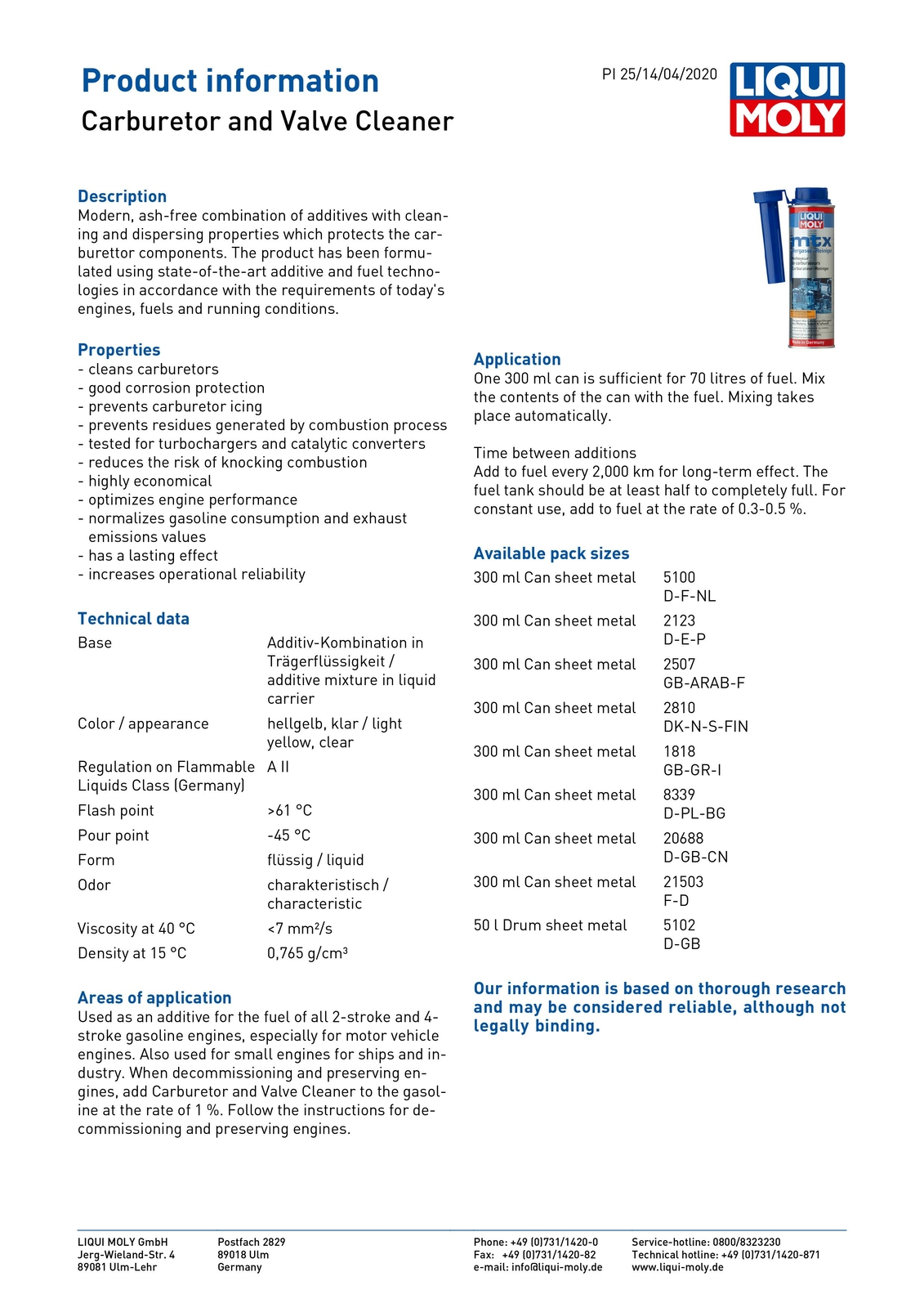 Liqui Moly Injection Cleaner + Fuel Treatment + Carb and Valve Cleaner