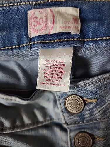 SO Blue Button Snap Front Denim Straight Leg Jeans Adjust Waist Girl's Size 16 - Picture 6 of 9
