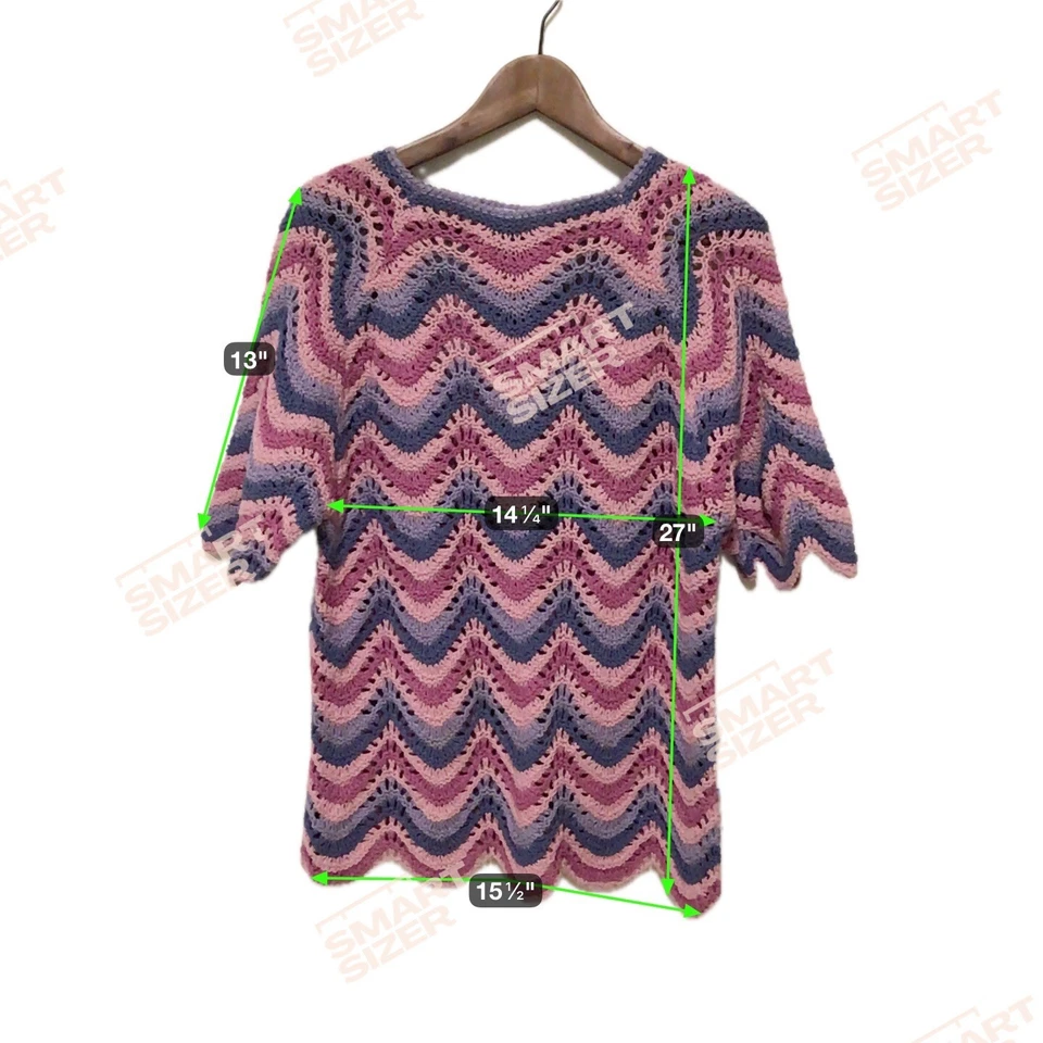 Top tejido a mano The Villager mezcla de seda Chevron dobladillo festoneado L Foto 2 de 4