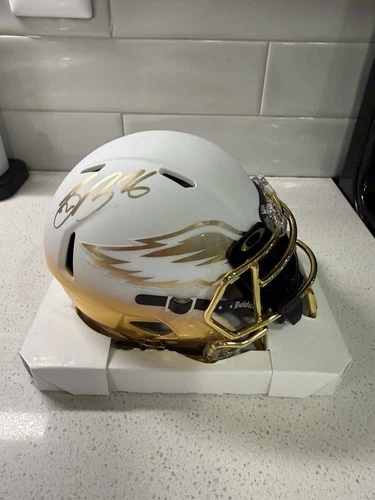 Saquon Barkley Custom Mini Helmet Philadelphia Eagles Signed