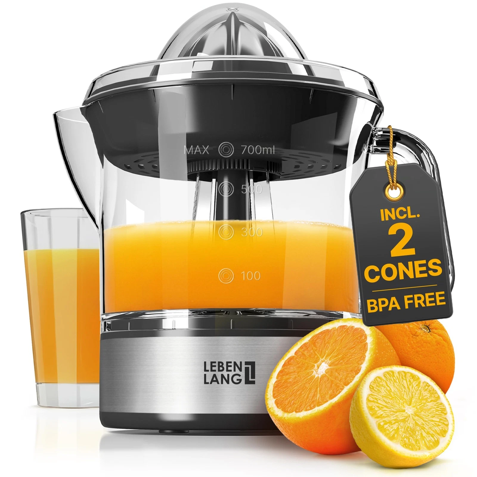 Orange Juicer Electric - 2 cones & BPA-free I High juice yield & Large Volume...
Opens in a new wind