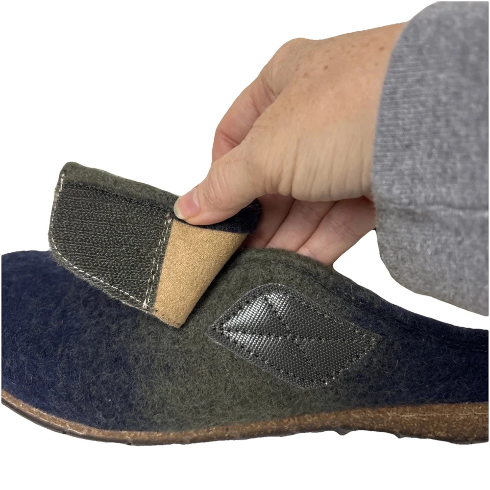 Earth Womens Ezra Recycled Wool Clogs Size 9.5 Wide Olive & Navy Slip On Comfort - Image 3 of 4