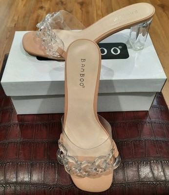 New in Box (NIB) Bamboo Lucent-04 Clear Chunky Heel Platform Pumps Women Size 8