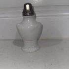 Milk Glass Sugar or Salt Shaker  Metal Lid Antique