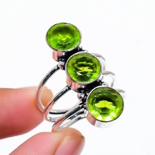 Green Peridot Gemstone Handmade 925 Sterling Silver All Size Ring For Gift