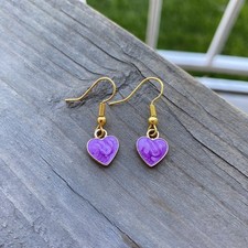 Handmade Purple Heart Dangle Earrings Alloy Women Girls