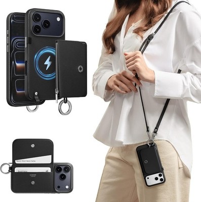 MAGEASY Designed for Phone 17 Pro Wallet Case with Crossbody Strap