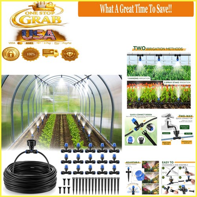 #ad Greenhouse Watering System 65ft Misting Kit with Quick Connect Nozzles amp; Dual... $35.91