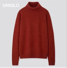 Uniqlo Wool Blend Turtleneck Sweater L Brown Women's Fall Winter