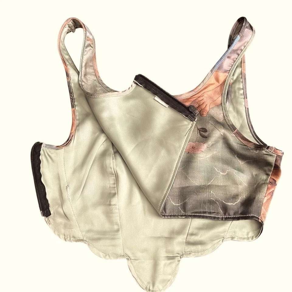 Top Zara Nacimiento de Venus Botticelli Talla S Corsé Artístico Satinado Recortado Estilo Y2K Foto 3 de 4