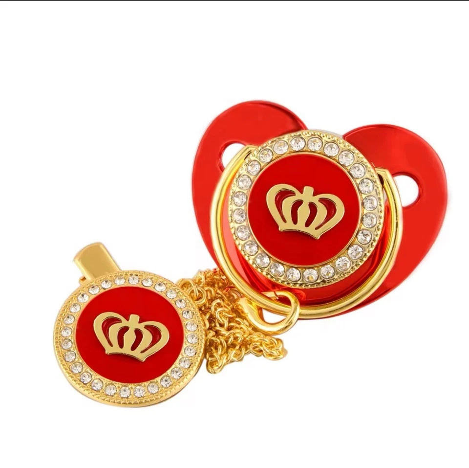 Luxury Crown Pacifier Clip Chain Set Baby Shower Gift Silicone Newborn Dummy Bpa - Image 2 of 4