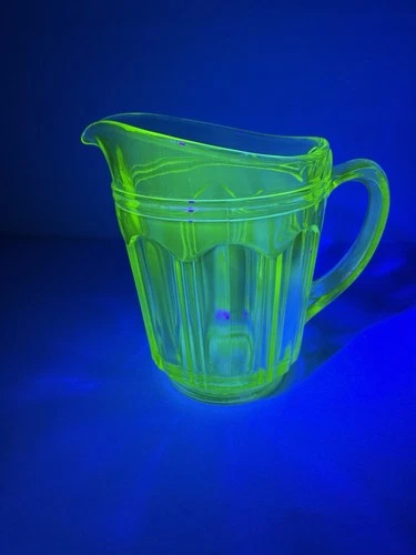 Vintage Uranium Glass Mini Pitcher 5-1/4” Depression Era