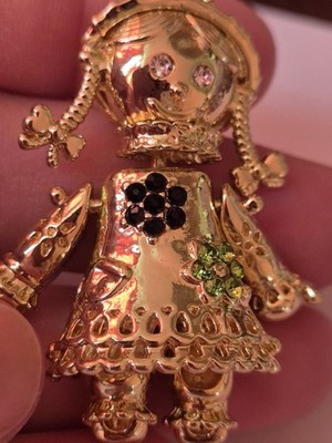 9ct Gold Filled 3D Flower Crystals Ragdoll Doll Pendant