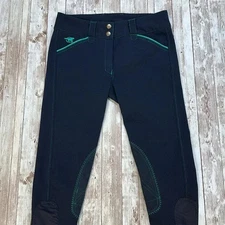 Piper Evolution Breeches 26R SmartPak Full Seat Suede Knee Patch Navy Emerald