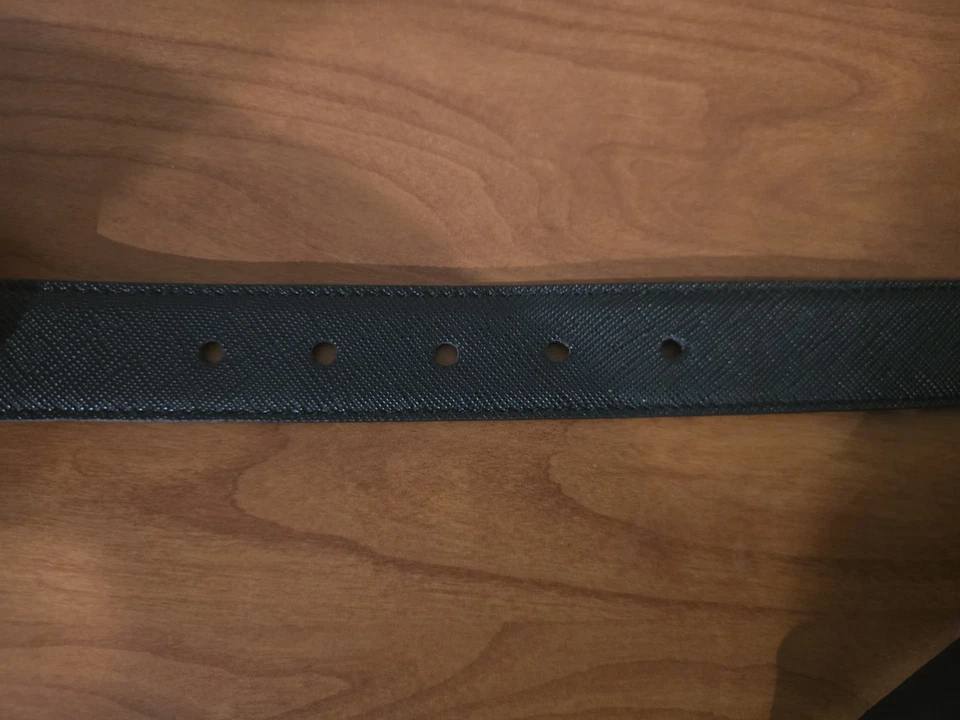 Ремень Prada черный кожаный серебристый треугольный логотип размер ЕС 90 / США 30-33 - Изображение 4 из 4