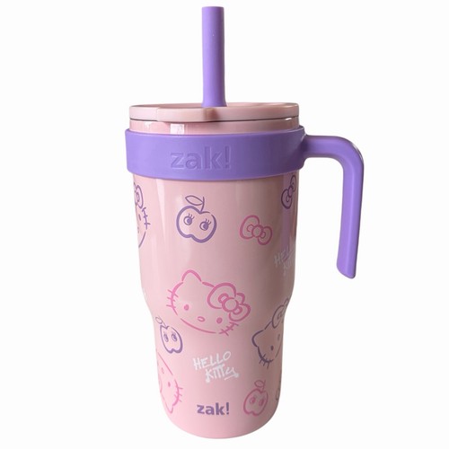 Zak Designs 18 Unzen Hello Kitty Kinder Strohhalm Griff Becher, Edelstahl Vakuum