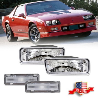 For Chevy Camaro 85-92 Clear Bumper Turn Signal Lights & Side Marker Lights 4PCS