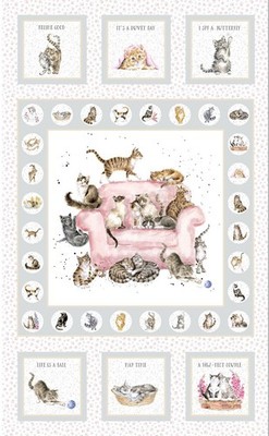 Feline Drive Fabric WHISKERS & PAWS Cat Panel Maywood Studio - Sold by the Panel