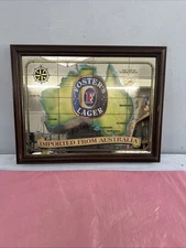Foster's Lager Beer Australia Framed Mirror Advertising Pub Bar Mancave 18x14.5”