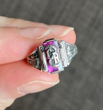 Vintage Ruby Argentus Silver & palladium Class  Ring 1929 Columbia River Size 5