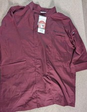 NWT Chef Works Kitchen Uniform Long Sleeve Coat Jacket Maroon Size XL