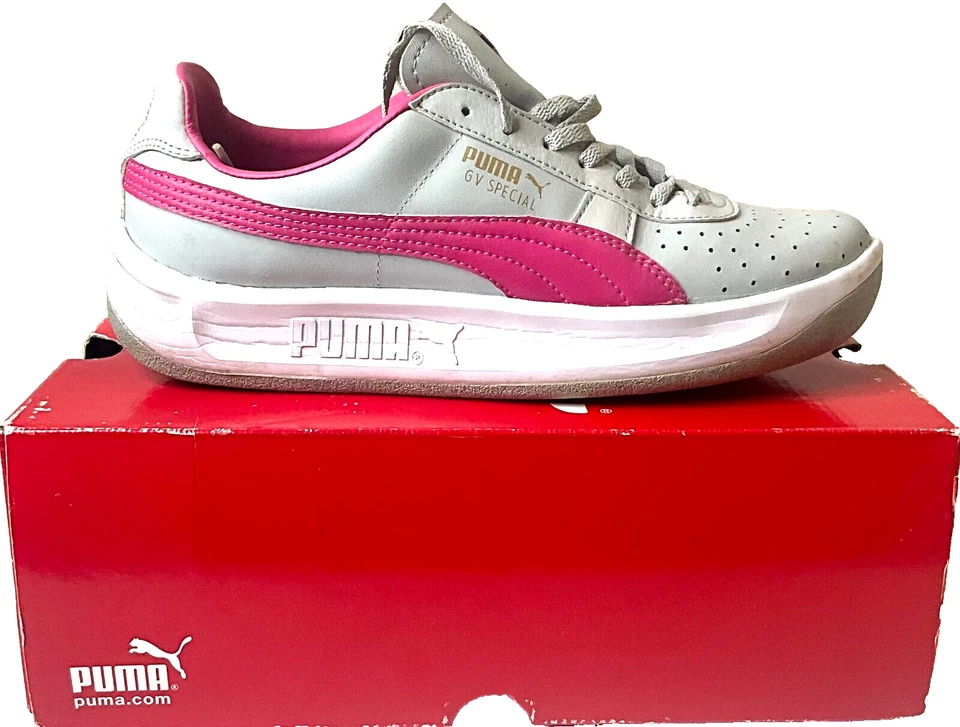 Sapatos de Couro Puma GV Special Jr Tamanho 7 Cinza Violeta-Fúcsia Roxo - Frete Grátis - Imagem 2 de 4